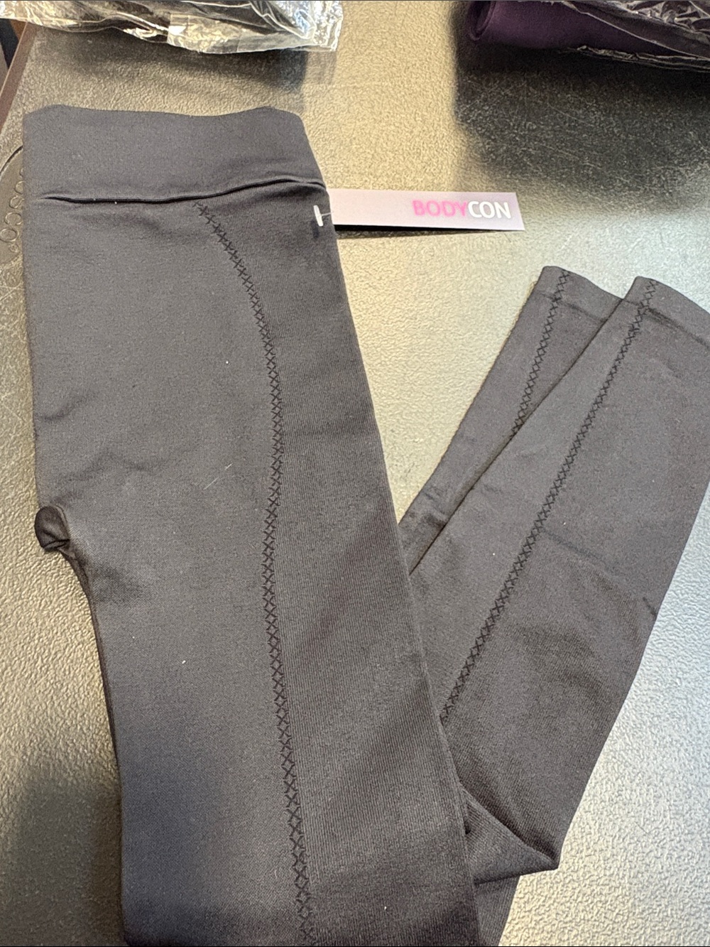 Body Von Black Leggings with Decorative Stitching